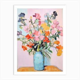 Flower Painting Fauvist Style Sweet Pea 2 Art Print