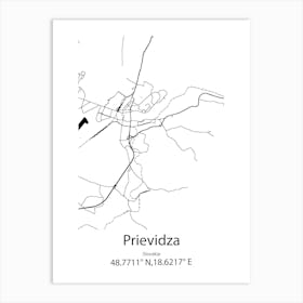 Prievidza,Slovakia Minimalist Map Art Print