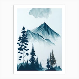 Mountain And Forest In Minimalist Watercolor Vertical Composition 292 Art Print