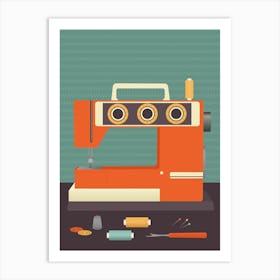 Orange Sewing Machine Art Print