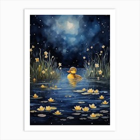 Duckling In The Moonlight 2 Art Print