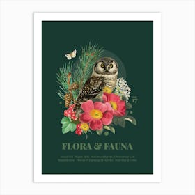 Flora & Fauna with Boreal Owl Art Print