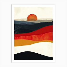 Sunset Over The Hills, Minimalism Art Print