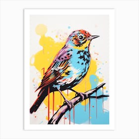 Andy Warhol Style Bird Hermit Thrush 3 Art Print