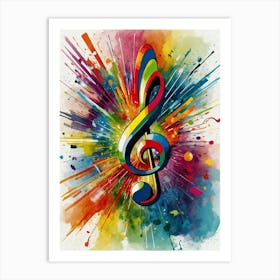 Colorful Treble Clef Canvas Print Art Print