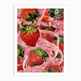 Strawberry Laces Candy Sweets Retro Collage 2 Art Print
