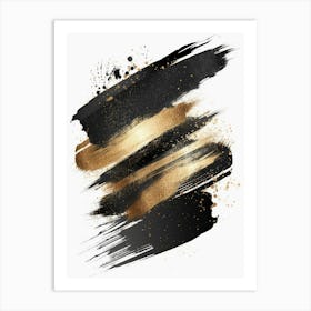 Gold And Black Brush Strokes 28 Art Print