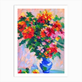 Chrysanthemums  Matisse Style Flower Art Print