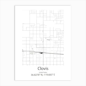 Clovis,United States Minimalist Map 1 Art Print