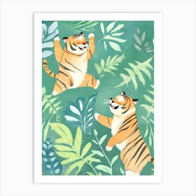 Cute Chubby Playing Tigers 1 Art Print