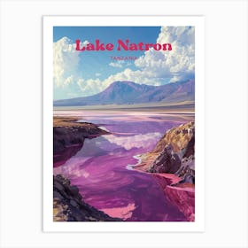 Lake Natron Red Lake Africa Travel Illustration Art Print