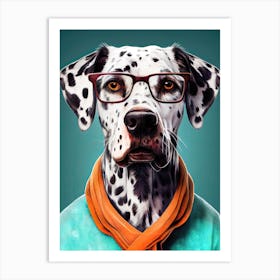 Dalmatian Dog With Glasses animal dog Art Print