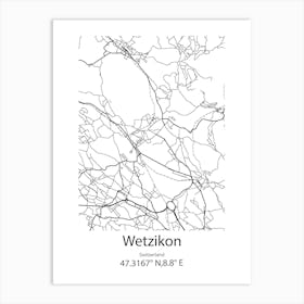 Wetzikon,Switzerland Minimalist Map Art Print