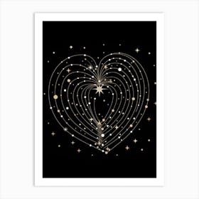 Black Background Celestial Heart  3 Art Print