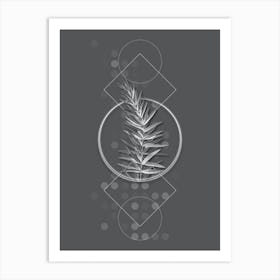 Vintage Whorled Solomon's Seal Botanical with Line Motif and Dot Pattern in Ghost Gray n.0349 Art Print