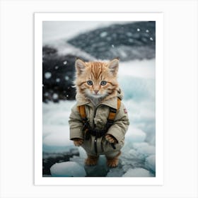 Cute Kitten In A Coat Art Print