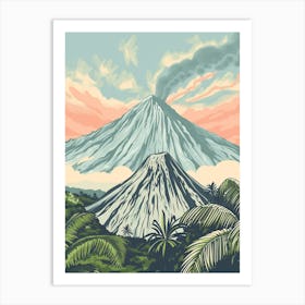 Mount Yasur Vanuatu Color Line Drawing (4) Art Print