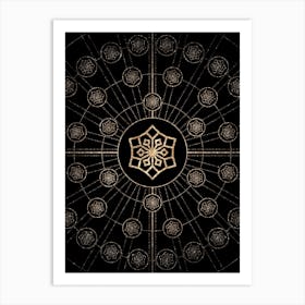Geometric Glyph Radial Array in Glitter Gold on Black n.0147 Art Print