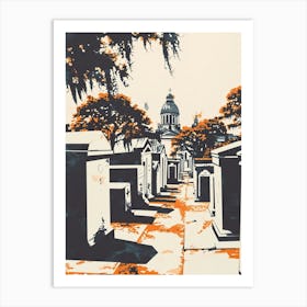 St Louis Cemetery No 1 Retro Lithograph 4 Art Print