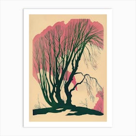 Willow Tree Colourful Illustration 4 Art Print