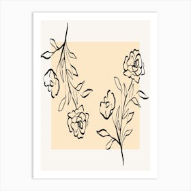 Flowers On A Beige Background Art Print