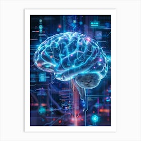 Abstract Digital Painting Of A Human Brain Neural Connections Resembling An Elaborate Circuit Its (7) Art Print