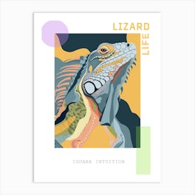 Blue Iguana Modern Illustration 1 Poster Art Print