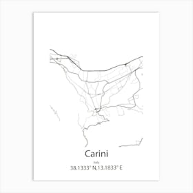 Carini,Italy Minimalist Map Art Print