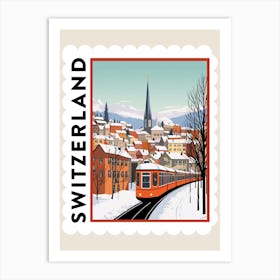Retro Winter Stamp Poster Zurich Switzerland 1 Art Print