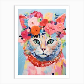 Australian Mist Cat With A Flower Crown Painting Matisse Style 3 Art Print