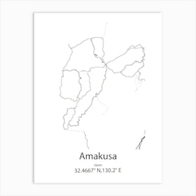 Amakusa,Japan Minimalist Map Art Print