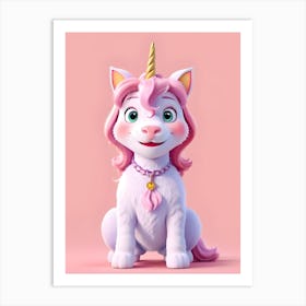 Unicorn On Pink 05 1 Art Print