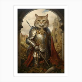 Cat In Medieval Armour 1 Art Print