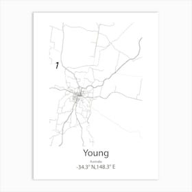 Young,Australia Minimalist Map Art Print