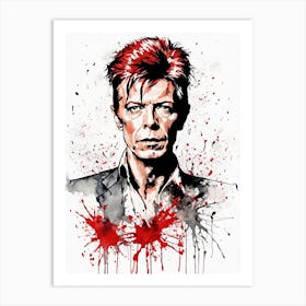 David Bowie Portrait Ink Painting (17) Art Print