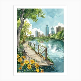 Storybook Illustration Lady Bird Lake And The Board 2 Art Print