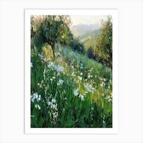 White Flowers In The Meadow Art Print