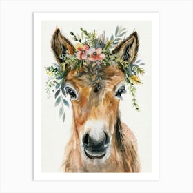 Donkey With Floral Crown Art Print