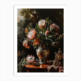 Baroque Floral Still Life Protea 4 Art Print