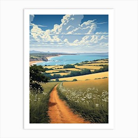 South West Coast Path England 3 Vintage Travel Illustration Art Print