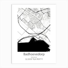 Badhoevedorp,Netherlands Minimalist Map Art Print