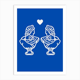 Venus And Jupiter Love Blue Art Print