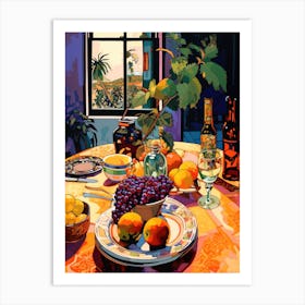 Table With Fruit And Wine Art Print