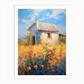 House With Roses Art Print