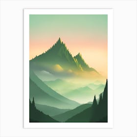 Misty Mountains Vertical Composition In Green Tone 60 Art Print