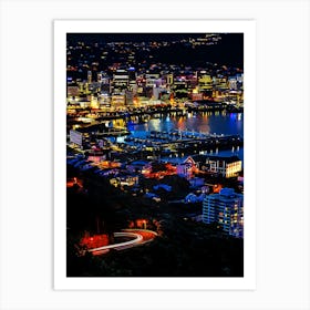 Wellington By Night From Mt Victoria Art Print