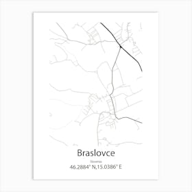 Braslovce,Slovenia Minimalist Map Art Print