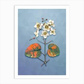 Vintage Catalpa Cordifolia Flower Botanical Art on Summer Song Blue n.0617 Art Print