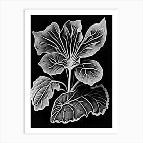 Primrose Leaf Linocut 2 Art Print