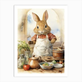 Bunny Cooking Luck Rabbit Prints Watercolour 2 Art Print